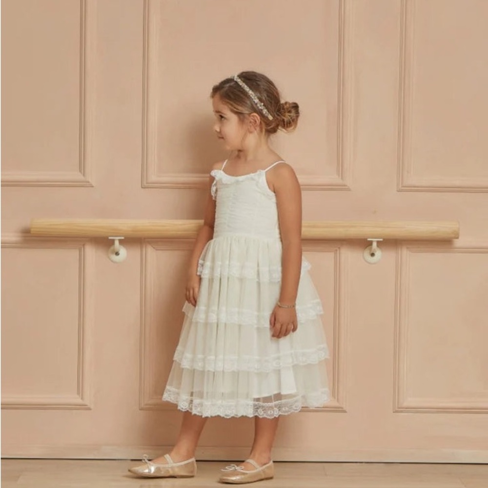 Noralee off White Audrey Dress Tiered Lace Flower Girl Dress